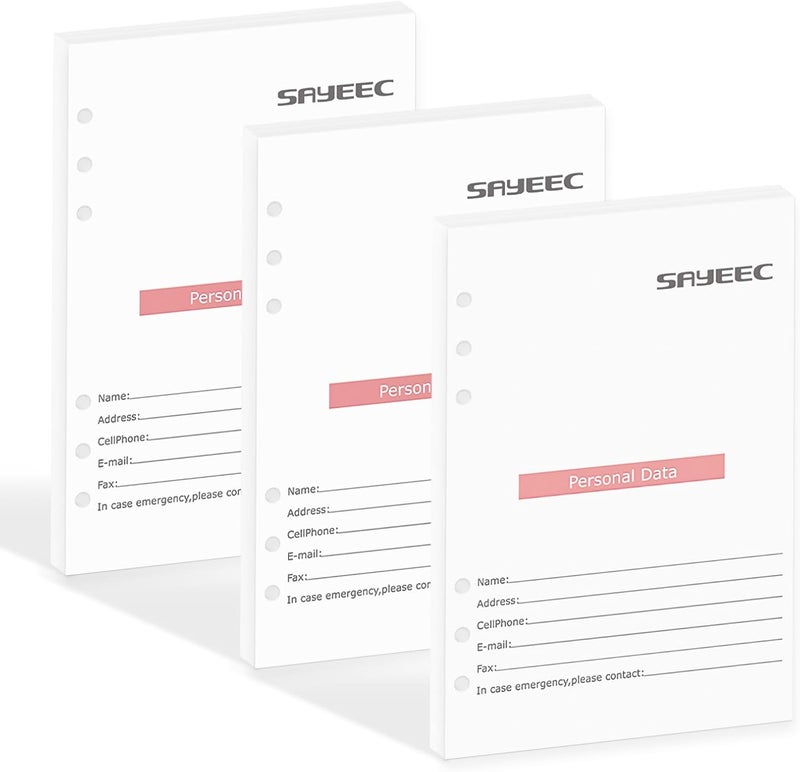 SAYEEC Refill Paper Loose Leaf Lined Paper for A5 Planner Organizer, 80 Sheets 6 Holes Ring Binder Planner for Journals Notebooks Diaries Inserts (3 Pack Refillable Loose Leaf) - Image 1